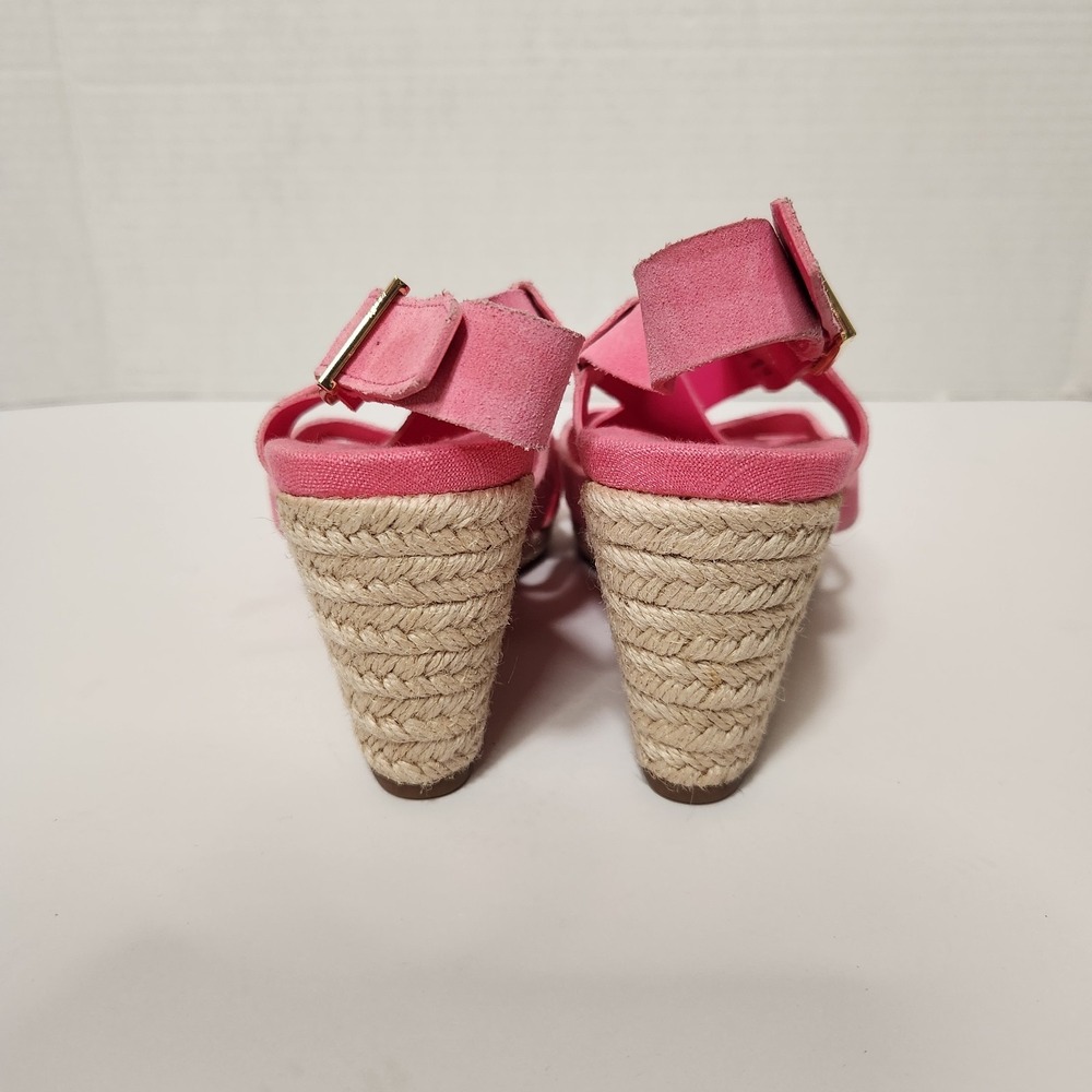 COLE HAAN 'Crystal' Pink Suede Wedge Espadrille Sandals Size 5 B - Picture 5 of 9